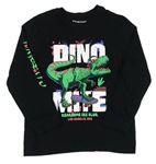Černé triko s dinosaurem a nápisem Primark