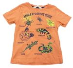 Oranžové tričko se zvířátky a nápisy H&M