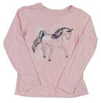 Světlerůžové pyžamové triko s koněm - Pegas