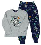 Šedo-tmavomodré fleecové pyžamo s kosmonauty Primark