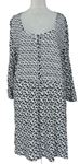 Dámské černo-bílé vzorované žabičkové šaty Ulla Popken 