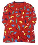 Červené pyžamové triko s dinosaury M&S