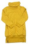 Žluté puntíkaté teplákové šaty s kytičkami a komínovým límcem YIGGA