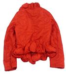 Červená šusťáková zateplená bunda s límcem