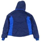 Modrá šusťáková zimní lyžařská bunda s kapucí 