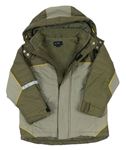 Khaki-šedá šusťáková zimní bunda s kapucí H&M