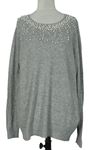 Dámský šedý svetr s perličkami Wallis 