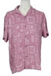Pánská růžová vzorovaná košile Primark 