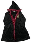 Černo-vínový plyšový plášť Harry Potter s kapucí 