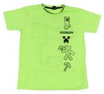 Neonově zelené tričko  s potiskem - Minecraft