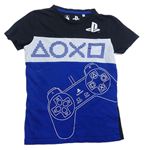 Safírovo-bílo-černé tričko s ovladačem - PlayStation C&A