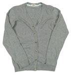 Šedý melírovaný lehký propínací svetr H&M