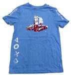 Modré tričko PlayStation z flitrů F&F