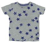 Šedé pyžamové tričko s modrými hvězdami 