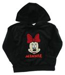 Černá plyšová mikina s Minnie a kapucí Disney