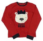 Červené melírované triko s medvědem Next