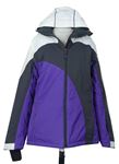 Dámská fialovo-šedo-bílá šusťáková lyžařská bunda s kapucí Crane 