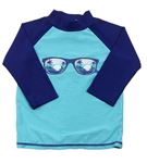 Tyrkysovo-tmavomodré UV triko s brýlemi Pusblu