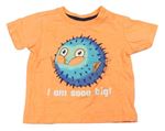 Neonově oranžové melírované tričko s mořským ježkem Dopodopo