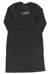 Černé žebrované úpletové šaty s nápisem Primark