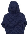Tmavomodrá prošívaná šusťáková jarní zateplená bunda s kapucí zn. M&S