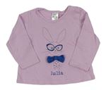 Růžové triko s králíkem s mašlí Zara