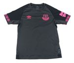 Tmavošedé sportovní funkční tričko s růžovými nápisy a logem Umbro