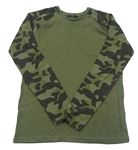 Khaki-army melírované žebrované triko s kapsou George