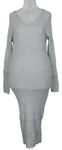 Dámské šedé žebrované midi šaty Primark 