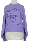 Dámský lila crop svetr s medvídkem H&M