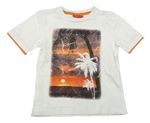 Bílo-oranžové tričko s palmami Tissaia