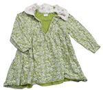 Zelené květované bavlněné šaty s límečkem Next