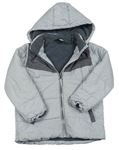 Tmavošedo-šedá melírovaná šusťáková zimní bunda s kapucí Alive