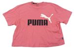 Růžové crop tričko s logem Puma