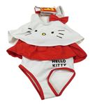 Bílo-červené jednodílné plavky s Kitty 