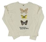 Smetanové triko s motýly a volánky F&F
