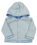 Světlemodrá/bílo-modrý propínací oboustranný kabátek s kapucí zn. Mothercare