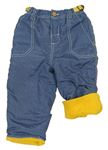 Modré šusťákové zateplené kalhoty Ergee