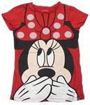 Červené tričko s Minnie a flitry Disney