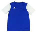 Safírovo-bílé sportovní funkční tričko s logem Adidas