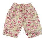 Šedé květované plátěné kalhoty 