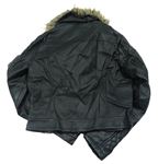 Černá koženková jarní bunda s kožíškem zn. New Look