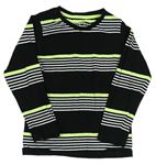 Černo-bílo-neonově zelené pruhované triko Matalan