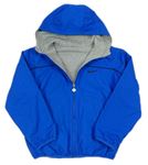 Modrá šusťáková oboustranná jarní zateplená bunda s kapucí Nike