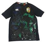 Černo-zelené vzorované funkční sportovní tričko s logem Canterbury