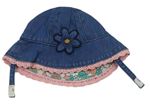 Modrý riflový klobouk s květem a krajkou Mothercare 6-12m