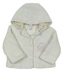 Bílý chlupatý zateplený kojenecký kabátek s kačenkou a kapucí C&A