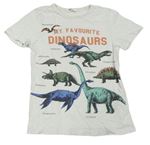 Bílé tričko s dinosaury a nápisem H&M