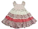 Smetanovo-růžové šaty s pírky a květy