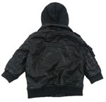 Černá koženková zateplená bunda s kapucí zn. Next